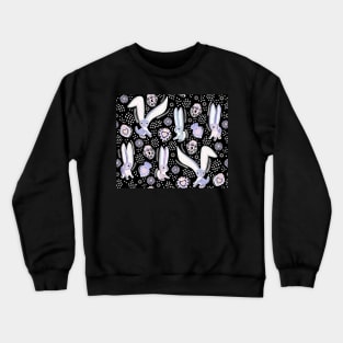 Alebrije Rabbits-Pastels On Black & White Crewneck Sweatshirt